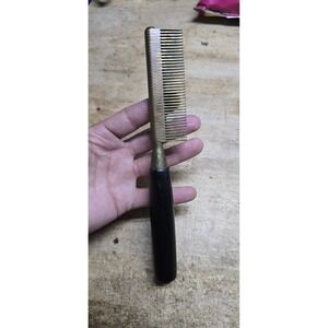 Vintage Brass Hair Hot Oil Pressing Straightener Comb Wood Handle